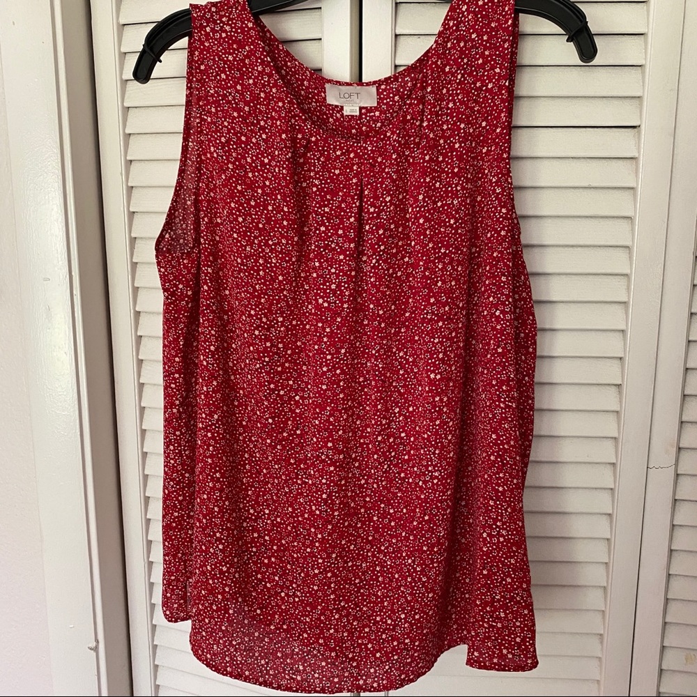 Loft - Sleeveless Red Cherry Blossom Blouse